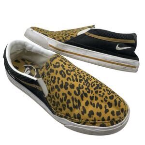 NIKE Size 7.5 Court Legacy Sneakers Leopard Print Slip On Shoes Women DJ5938-001